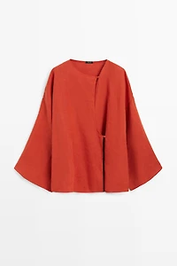 Blouse fluide croisée 100 % lin