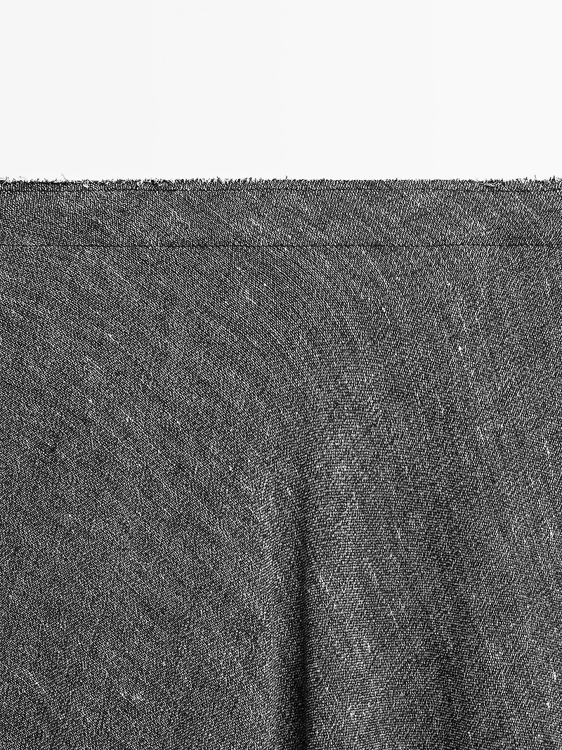 Linen blend midi skirt with flounce