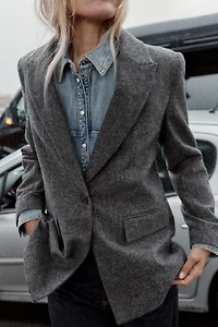 HERRINGBONE WOOL BLAZER