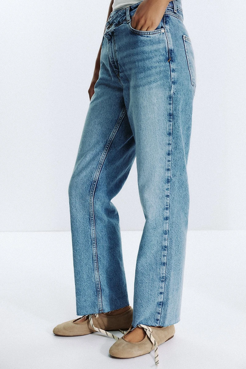JEAN Z.09 DROIT CHEVILLE TAILLE HAUTE CEINTURE CROISÉE