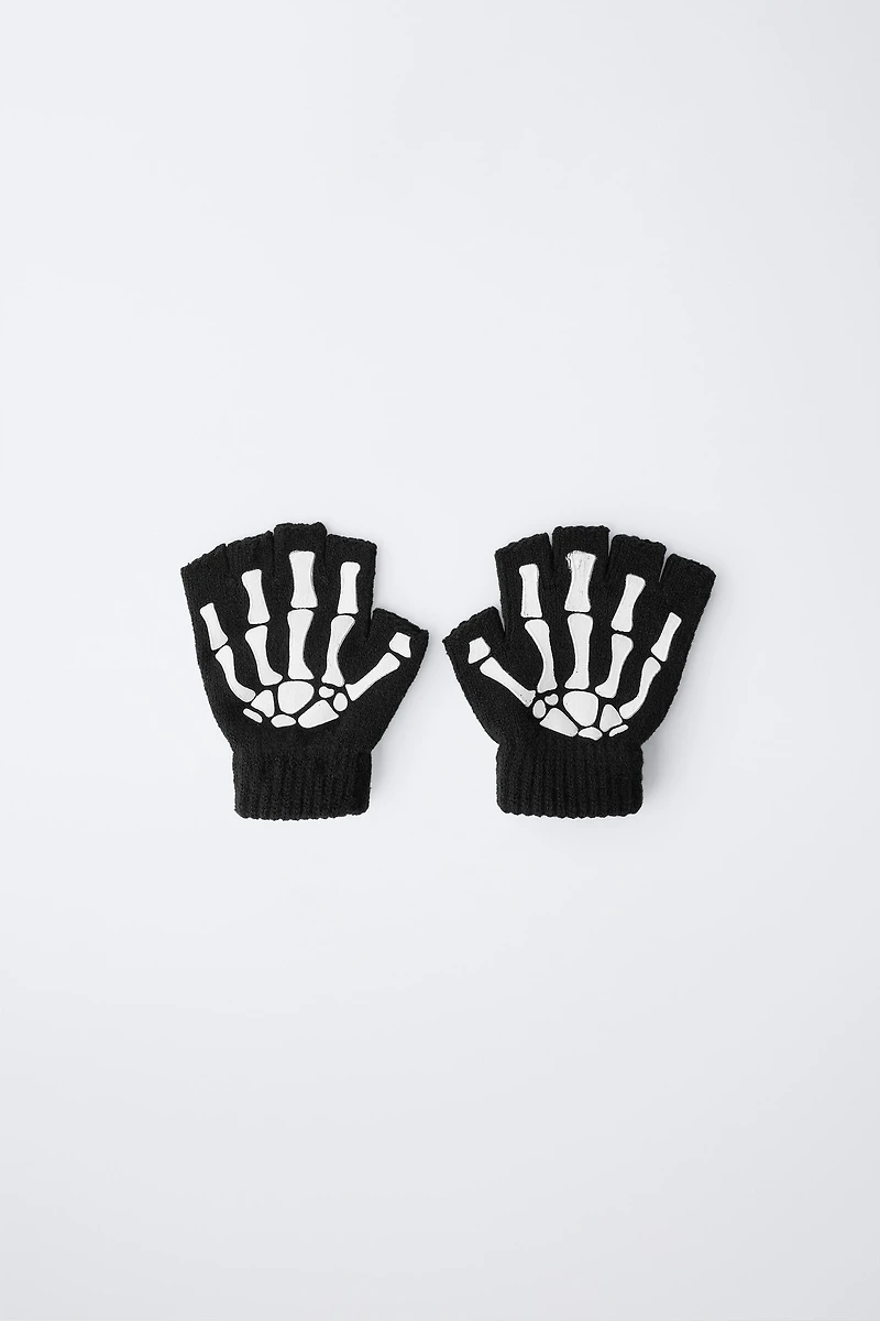 SKELETON COSTUME KNIT MITTENS