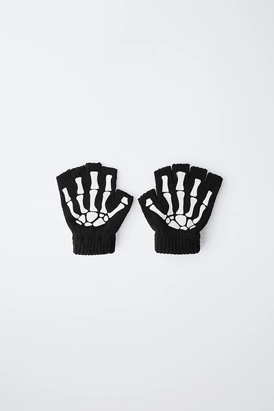 SKELETON COSTUME KNIT MITTENS
