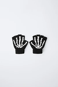 SKELETON COSTUME KNIT MITTENS