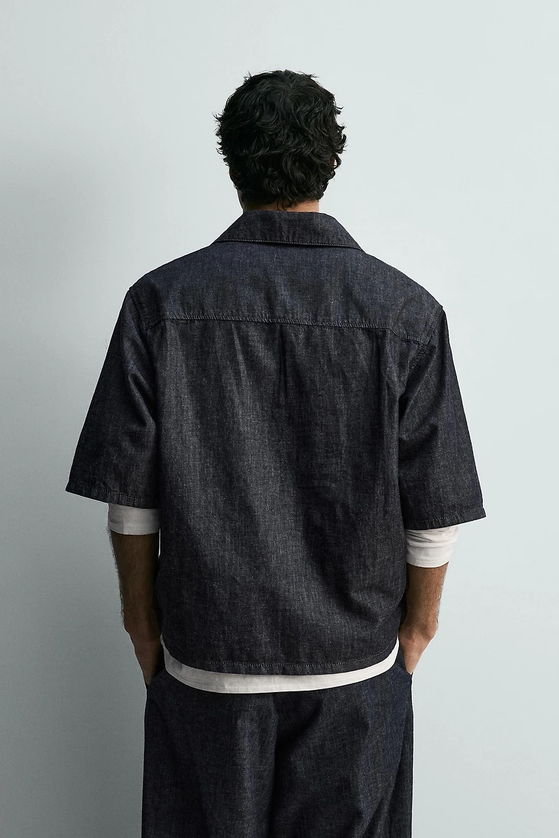 RELAXED FIT DENIM POLO SHIRT