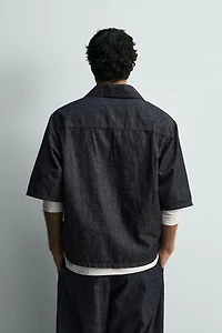RELAXED FIT DENIM POLO SHIRT