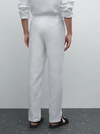 100% linen tapered fit trousers
