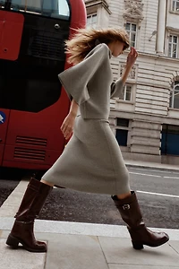 KNIT MIDI SKIRT