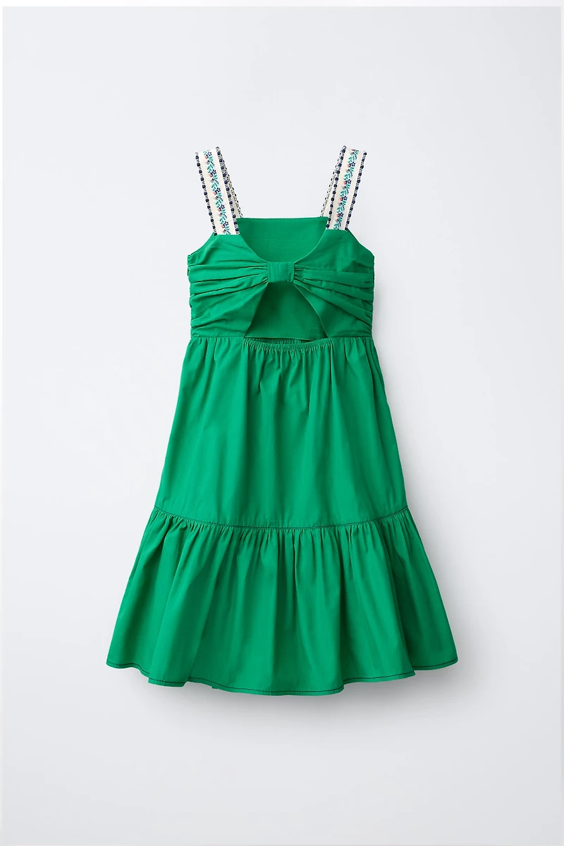 ROBE EN POPELINE À BRETELLES BRODÉES
