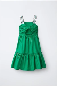 ROBE EN POPELINE À BRETELLES BRODÉES