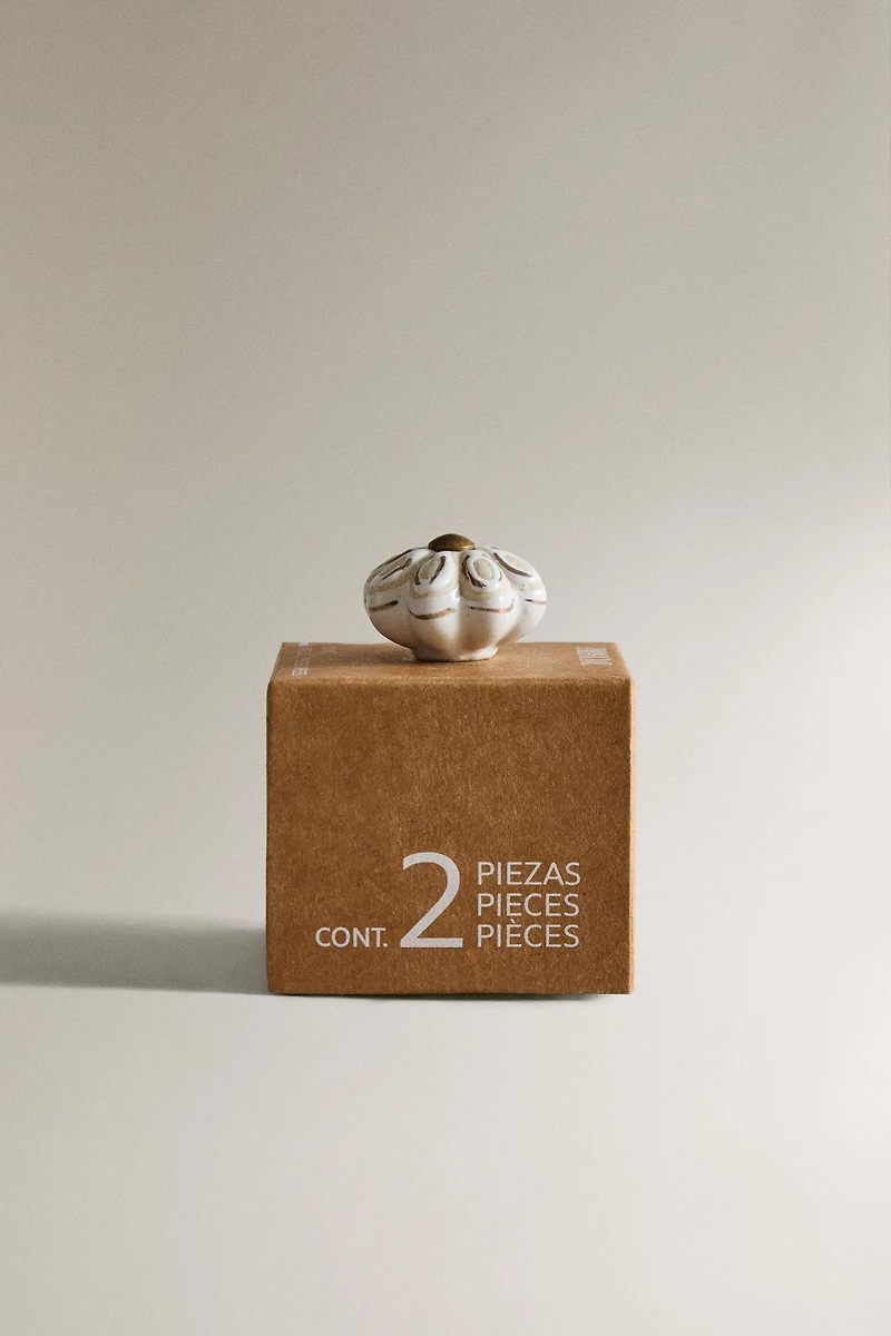 SET OF CERAMIC FLOWER KNOBS (SET OF 2