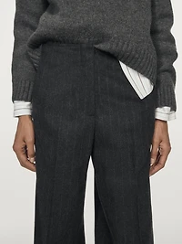 Striped wool blend trousers