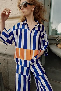 OVERSIZED SATIN-STRIPED SHIRT
