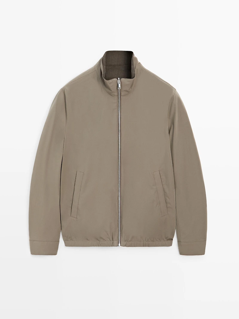 Short reversible linen blend jacket