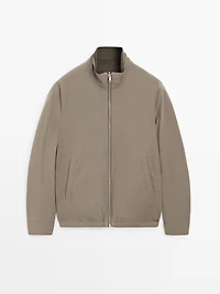 Short reversible linen blend jacket