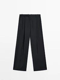 Pantalon plissé 100 % laine extra-fine