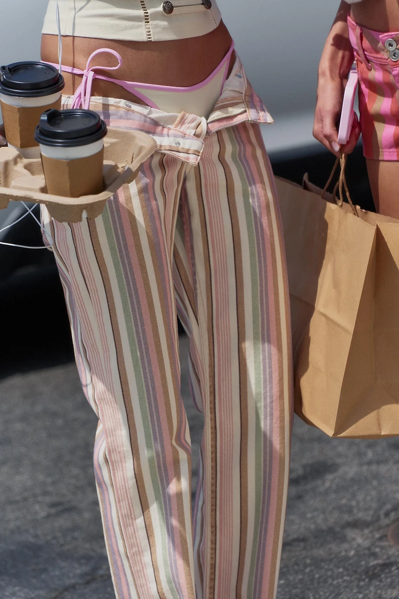 TRF LOW RISE STRIPED WIDE LEG JEANS