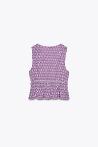 EMBROIDERED EYELET TIE TOP