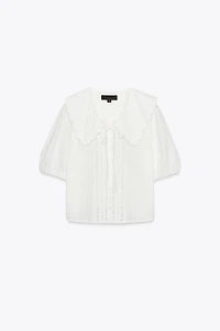 EMBROIDERED PETER PAN COLLAR SHIRT