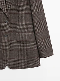 Blazer à carreaux en laine mélangée