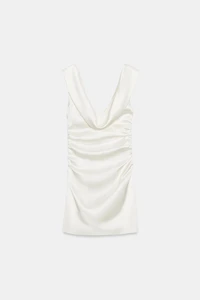 DRAPED SATIN MINI DRESS