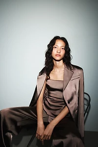 SATIN EFFECT BANDEAU TOP