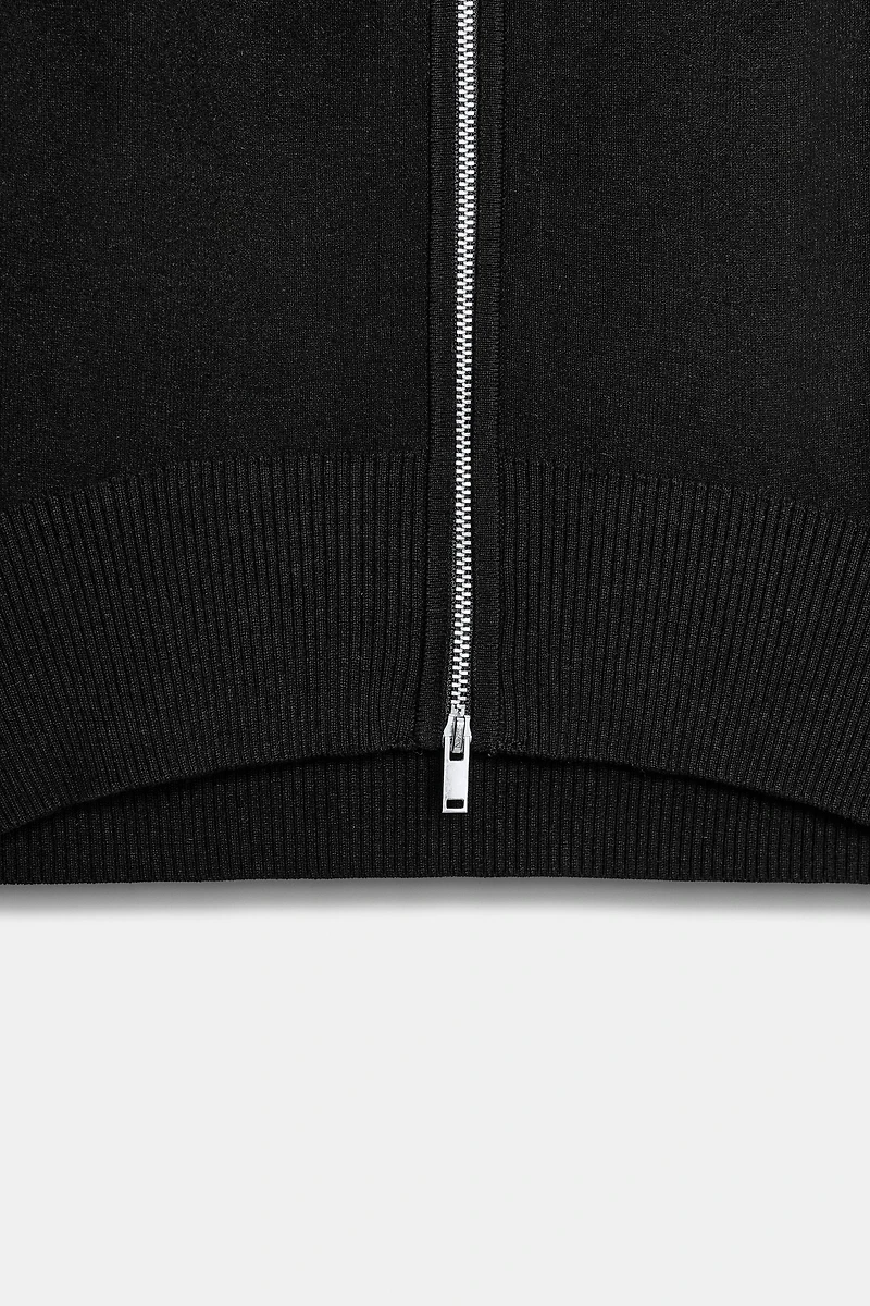 CROPPED KNIT JACKET WITH ZIPPER