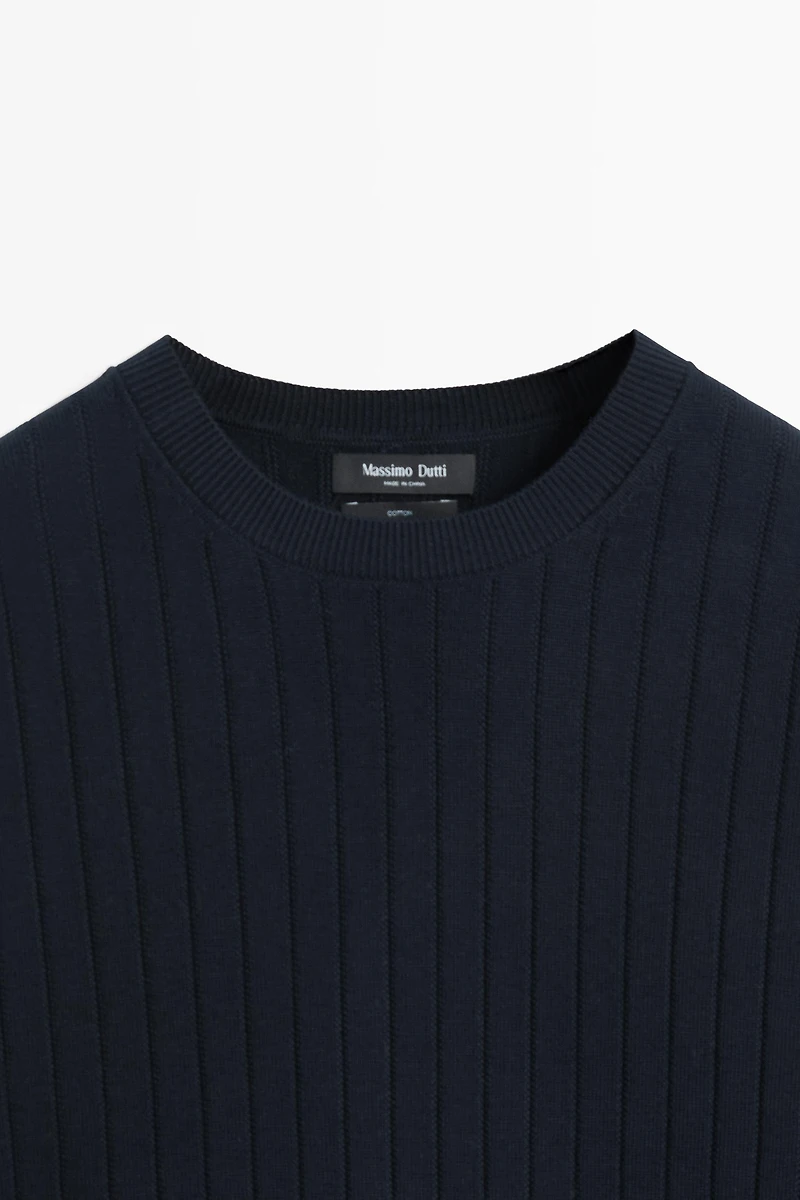 Pull en maille côtelée 100 % coton