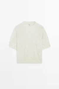 Short sleeve fine knit sweater - STUDIO
