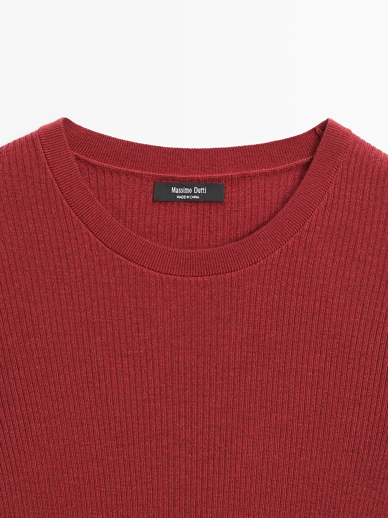 Ribbed knit wool blend sweater