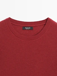 Ribbed knit wool blend sweater