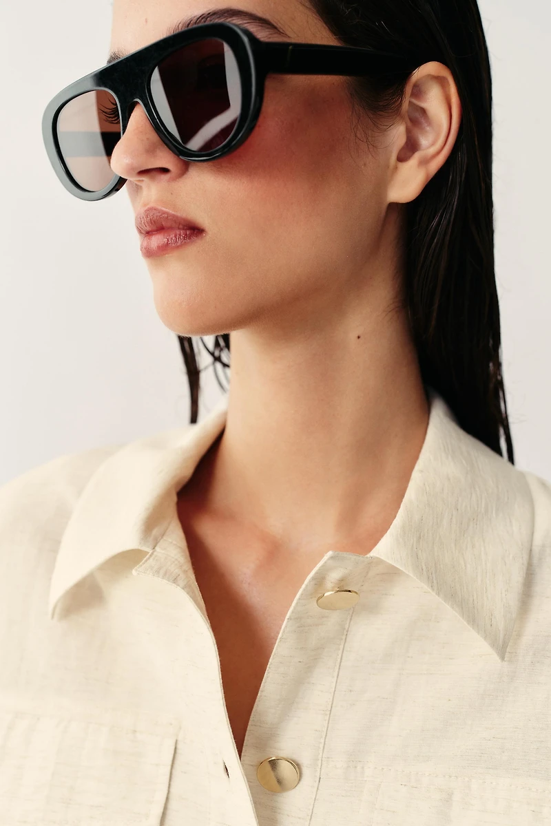 ROLL-UP SLEEVE SAFARI BLOUSE