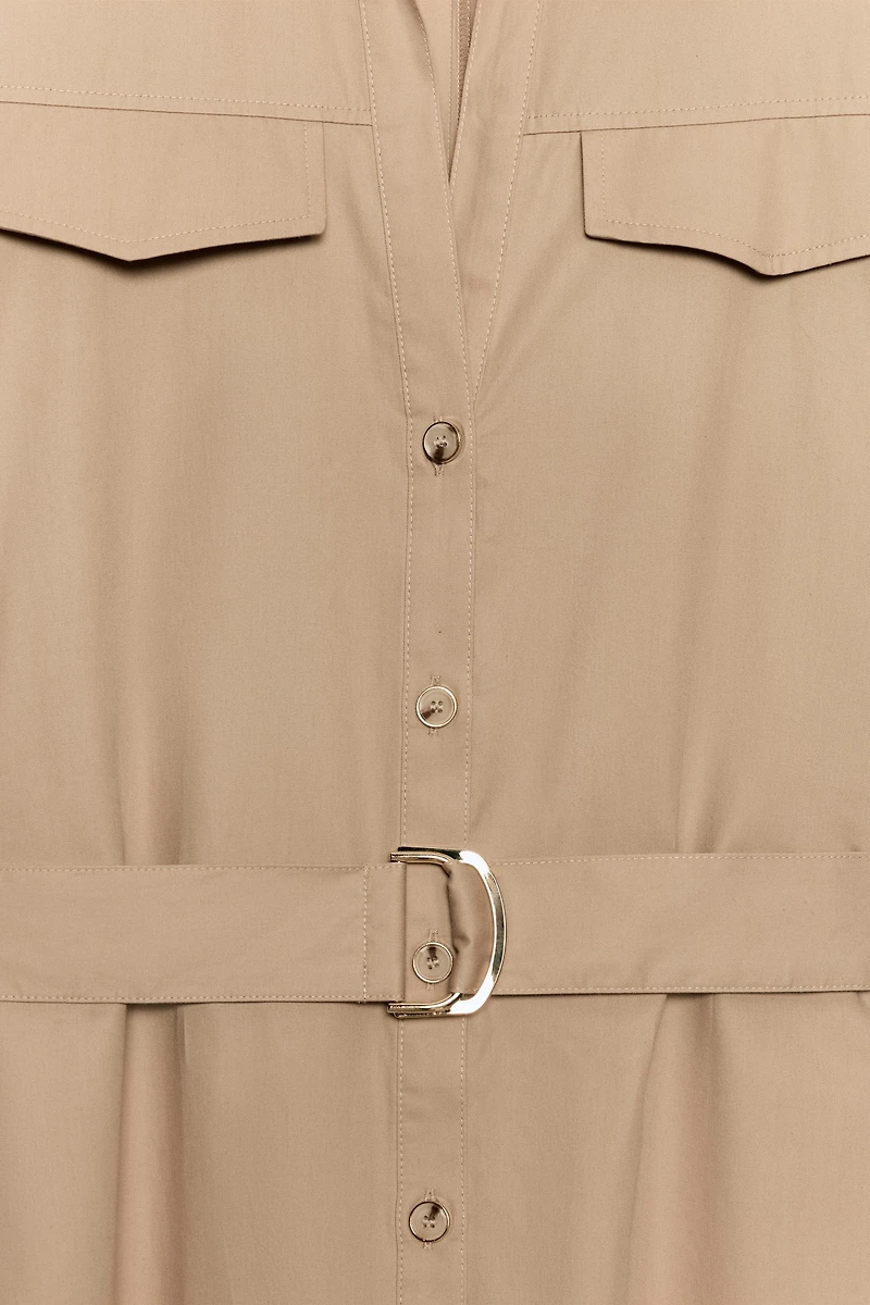BELTED MIDI SHIRT DRESS