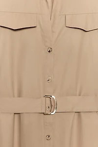 BELTED MIDI SHIRT DRESS