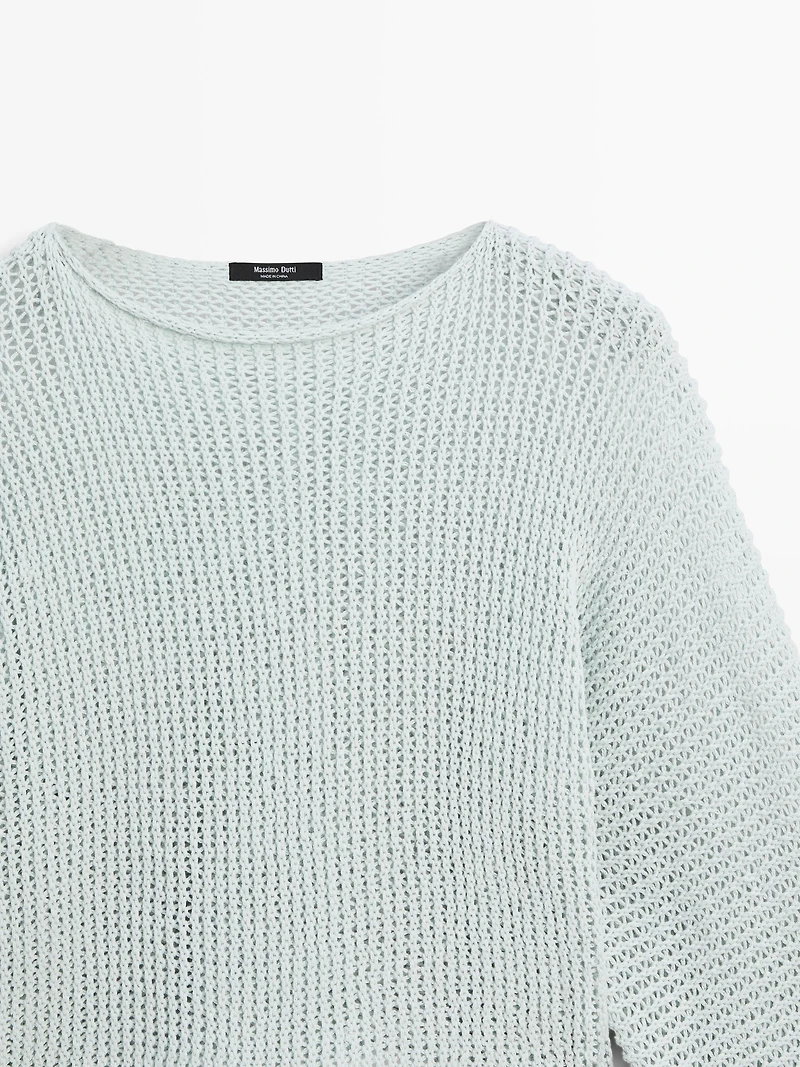 Pull maille ajourée 100 % coton