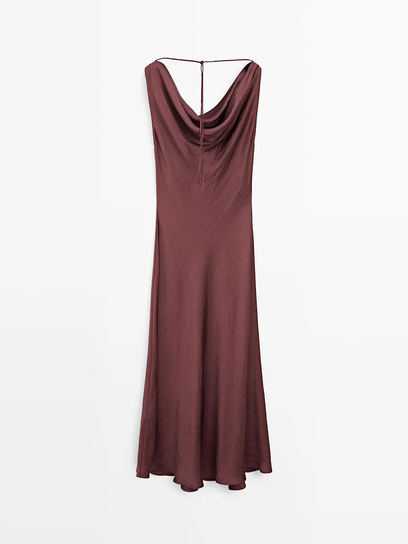 Long satin dress with back detail