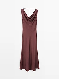 Long satin dress with back detail