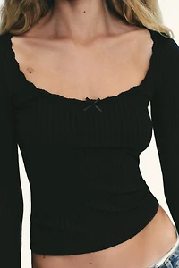 SEAMLESS RIB BOW TOP
