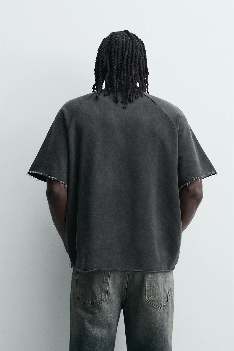 WASHED SWEATSHIRT WITH CONTRAST PRINT