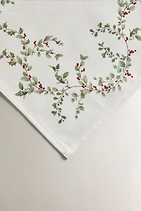 LOT DE SERVIETTES DE TABLE COTON FEUILLES DE HOUX NOËL (LOT DE 2)