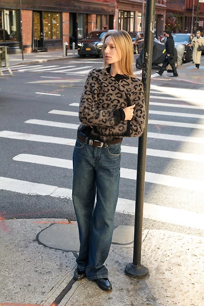 ANIMAL JACQUARD KNIT CARDIGAN