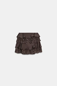 RUFFLED SEQUIN MINI SKIRT