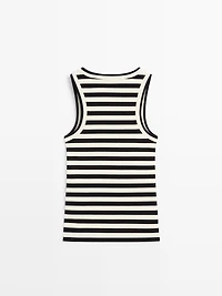 Sleeveless ribbed top with striped detail