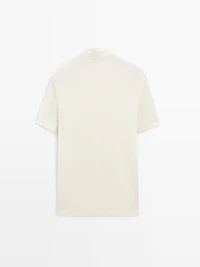 Short sleeve polo shirt with contrast seam detail