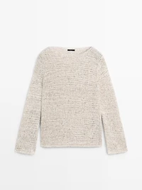 Boat neck knit sweater