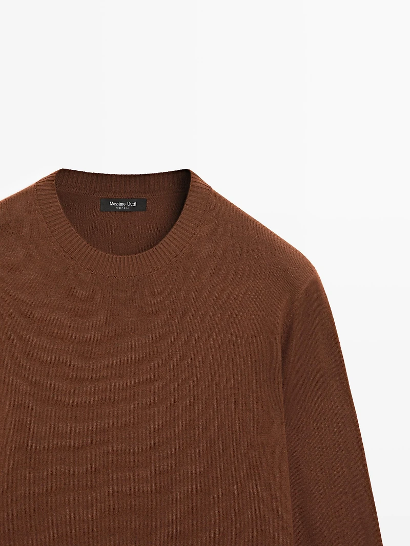 Pull col rond en maille de coton et laine