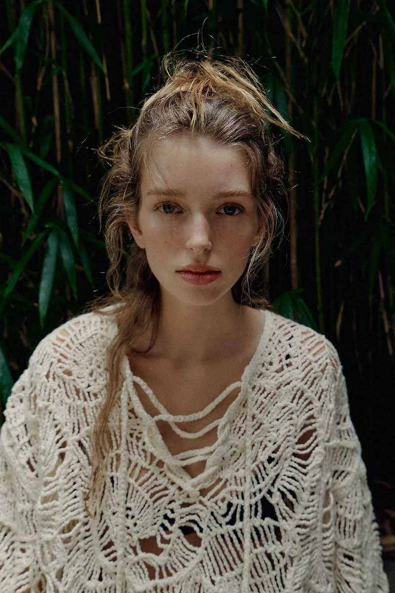 OPEN-KNIT TASSEL DRESS