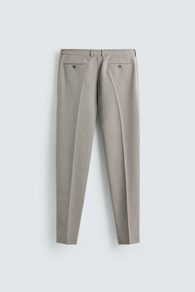 REGULAR FIT TEXTURED SUIT PANTS