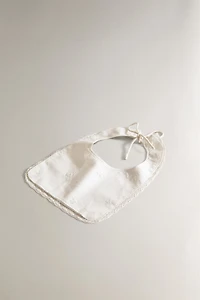 BABY BIB WITH FLORAL EMBROIDERY