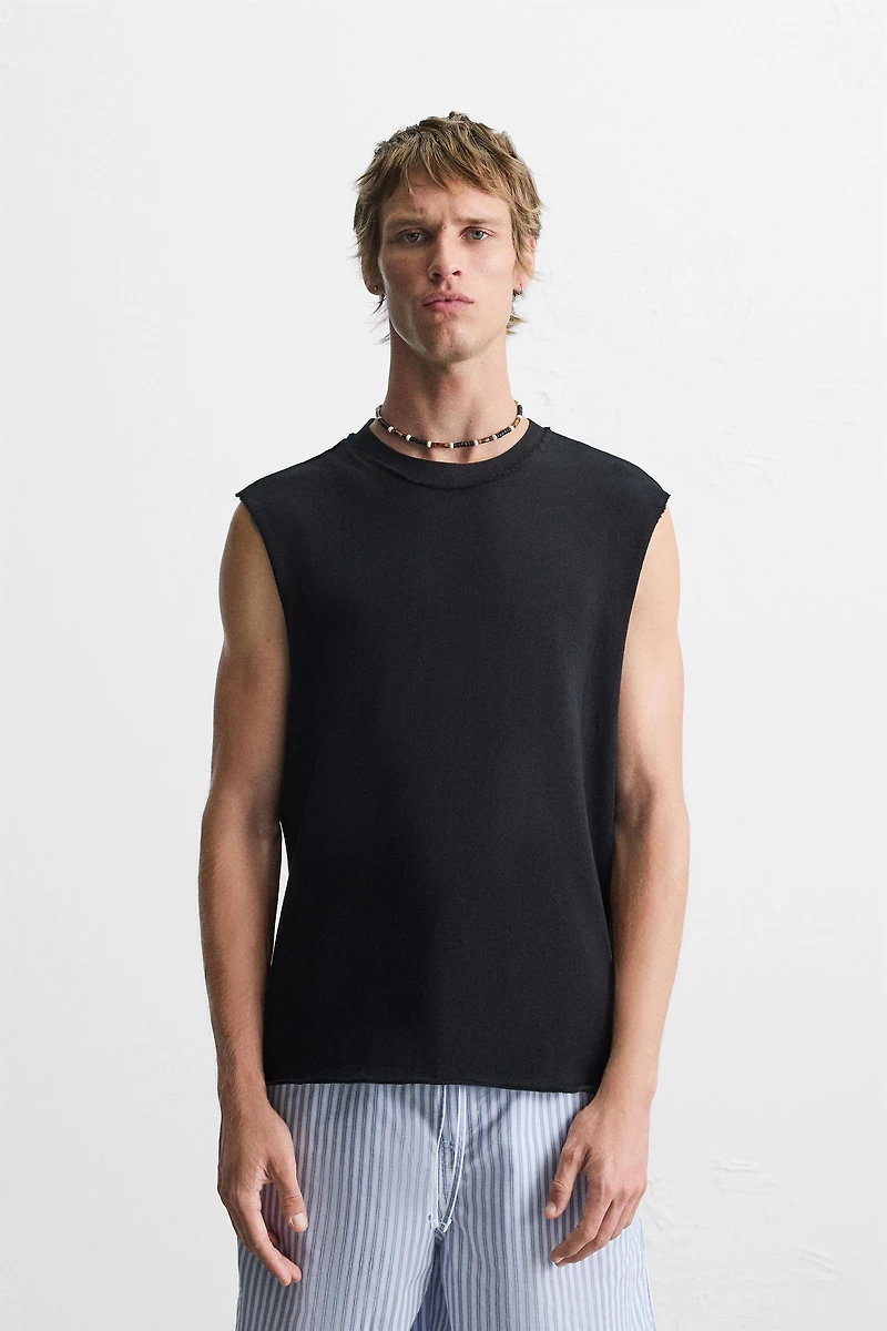 IRREGULAR KNIT TANK TOP