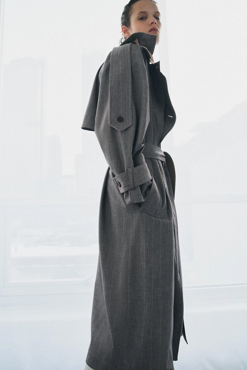 COMBINED PLAID TRENCH COAT ZW COLLECTION LIMITED EDITION